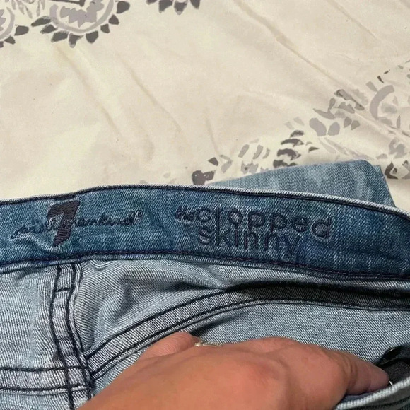 7 for all mankind denim patterned cropped blue skinny jeans size 26 - Picture 7 of 7